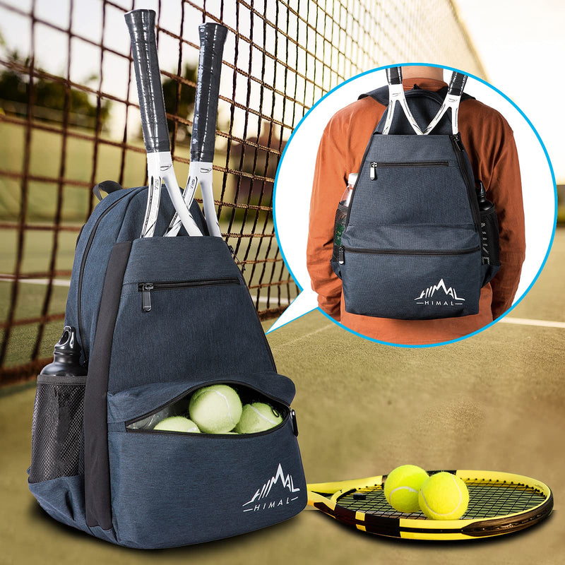 Himal Outdoors Tennis Backpack Tennis Bag - Large Storage Holds 2 Rackets and Necessities With Tennis,Pickleball,Racketball,Suitble for Women,Men and Teenagers Blue Grey - BeesActive Australia