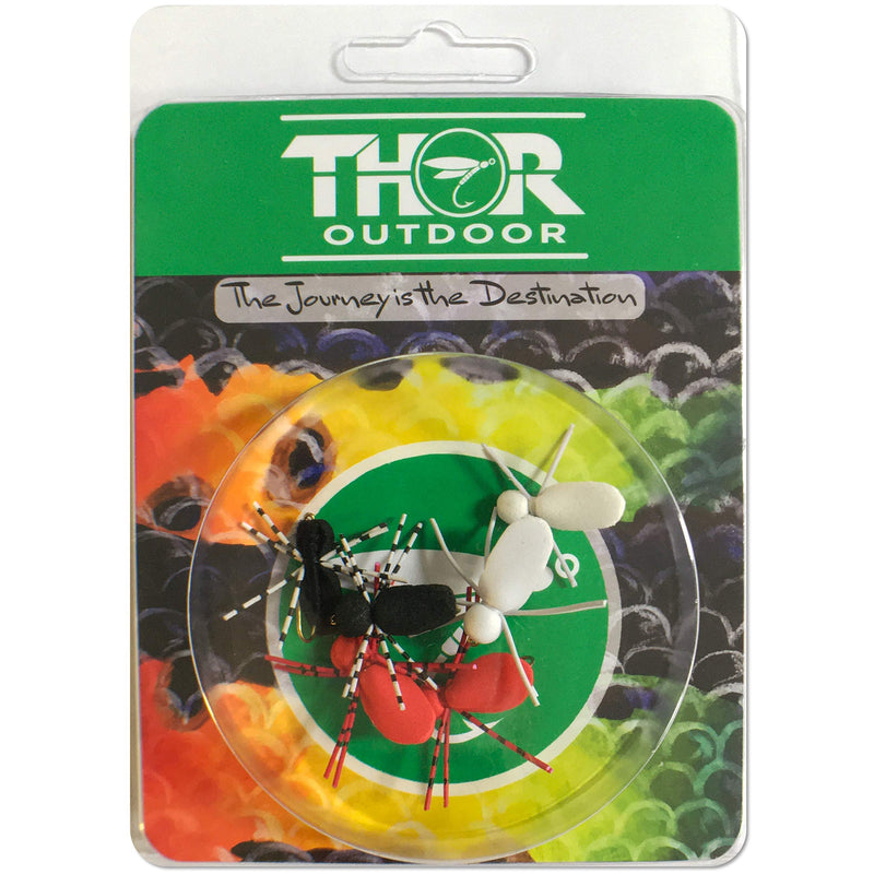 Thor Outdoor Foam Spider - 6 Pc Topwater Fly Fishing Set for Bass, Panfish, and Trout Assorted - Size #12 - BeesActive Australia