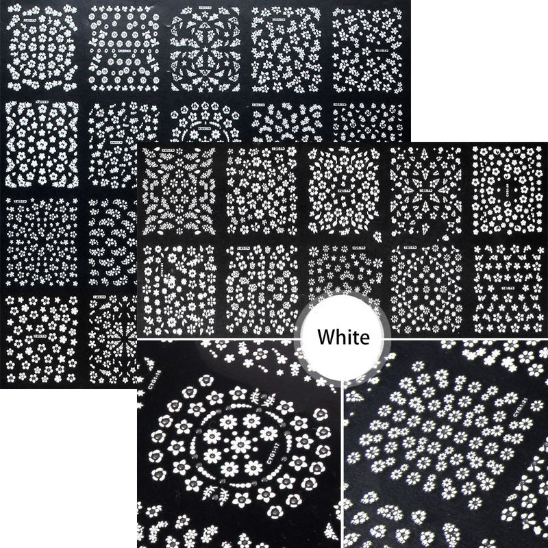 SkyCooool 90 Sheets Black White Colorful Flower 3D Mini Nail Art Design Decals False Stickers for Women, Girls DIY - BeesActive Australia