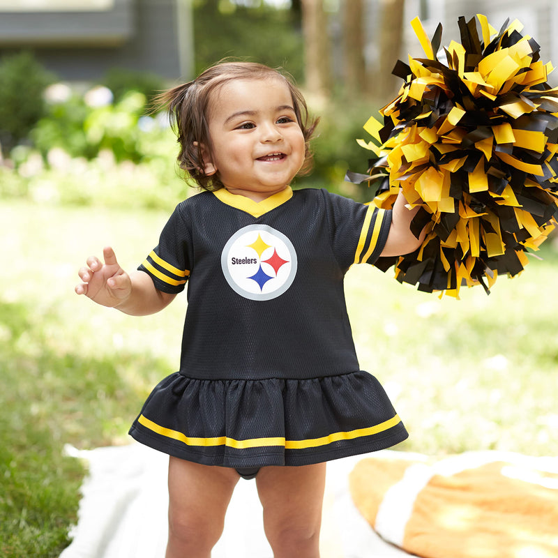 Gerber Girls' NFL Team Jersey Dress and Diaper Cover Pittsburgh Steelers 18 Months Team Color - BeesActive Australia