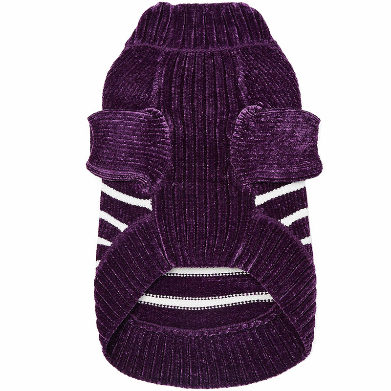 Blueberry Pet 7 Colors Cozy Soft Chenille Classy Striped Dog Sweaters 14 inch (Pack of 1) Dark Plum - BeesActive Australia
