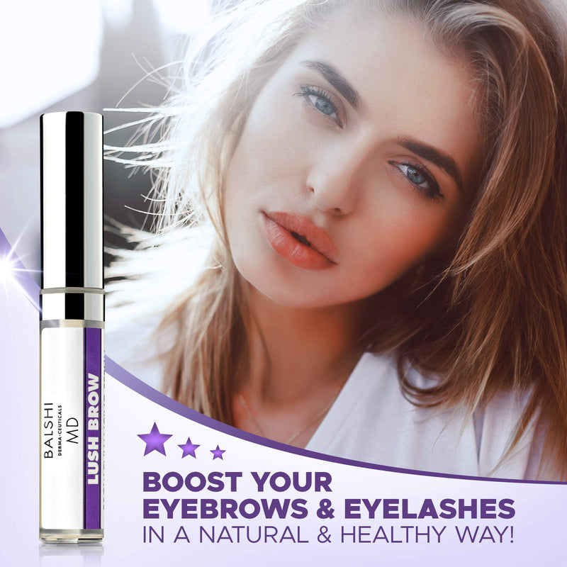 Lush Brow Eyebrow & Eyelash Rapid Growth Serum with Growth Peptides- Dermatologist Developed Brow & Lash Growth Enhancer To Grow Fuller Eyelashes & Eyebrows .16 oz/5ml - BeesActive Australia