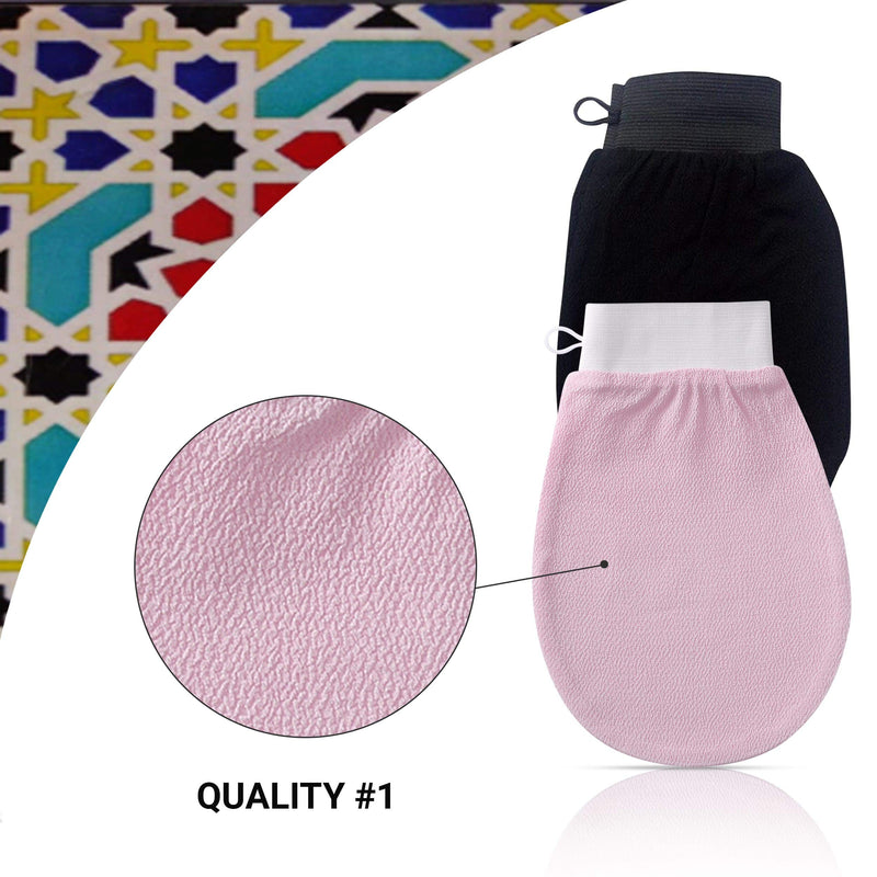 Best Light: hammam glove, Pink kissa scrub, Hight Quality exfoliating mitt, with a Gift bath bag and lofah 1 Pink Glove - BeesActive Australia
