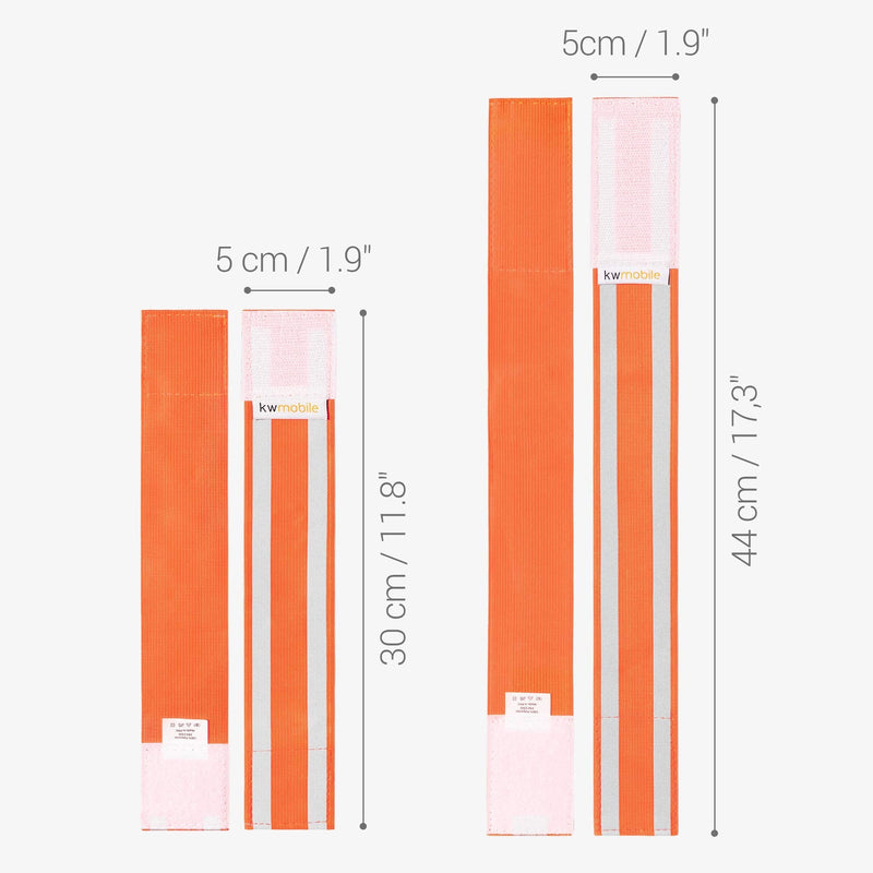 kwmobile 6X Reflective Armbands - High Visibility Outdoor Reflective Bands for Jogging Cycling Walking - Reflector Strap for Arm Leg Ankle Wrist Orange - BeesActive Australia