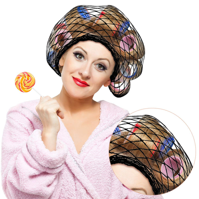 4 Pieces Triangle Hair Net for Rollers, Women Hair Net Mesh Hair Net Triangular Hair Setting Net for Sleeping, 35 x 35 x 57 Inches (Black) Black - BeesActive Australia