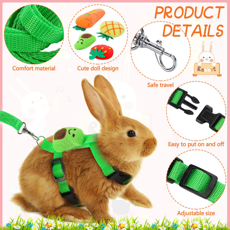 4 Sets Adjustable Bunny Rabbit Harness and Leash Set Small Pet Cute Vest Harness Leash Ferret Harness Guinea Pig Harness Ferret Leash with Decorations for Bunny Kitten Puppy, Small Pets Fruit - BeesActive Australia