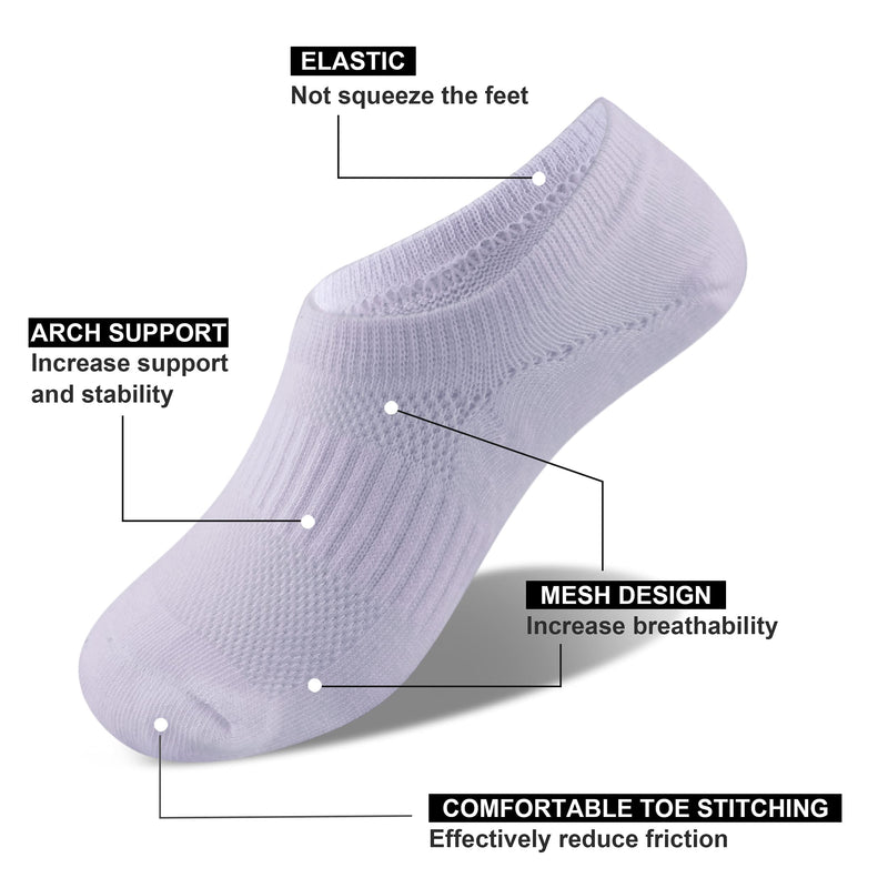 Cozi Foot 10 Pairs Boys Girls No Show Socks Cotton Non Slip Low Cut Socks Medium C01-white - BeesActive Australia