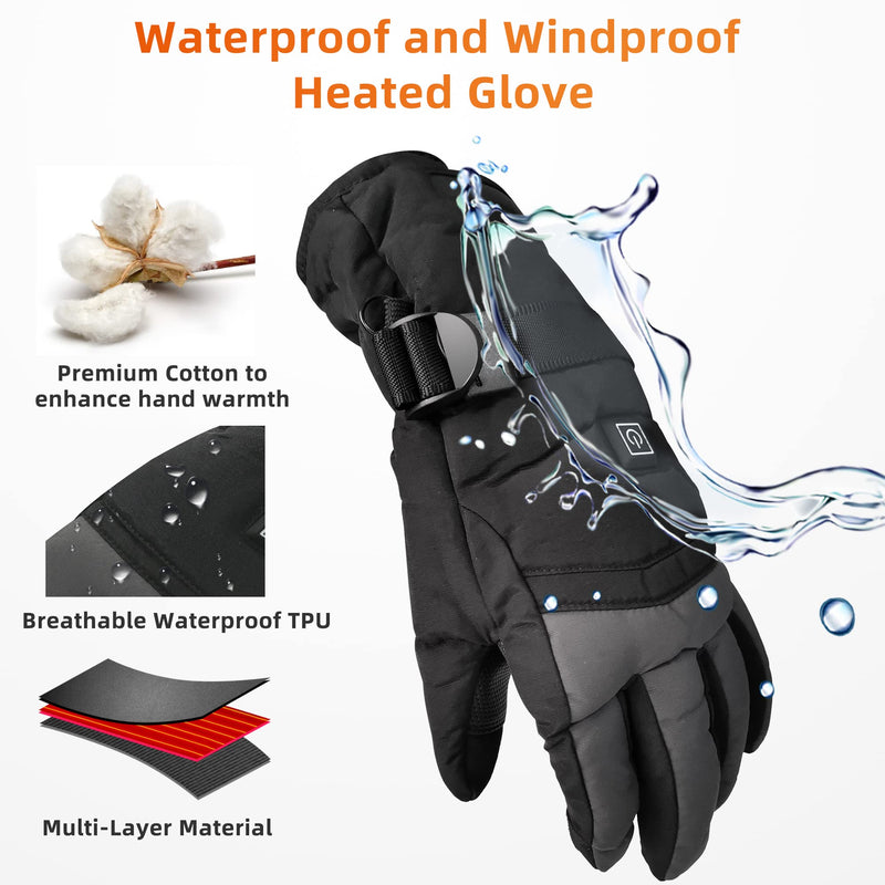Heated Gloves for Men Women 5000 mAh Rechargeable Battery, Touchscreen Waterproof Electric Gloves Hand Warmer Glove Thermal for Winter Sports Work Skiing Snowboarding Hiking Cycle Motorcycle - BeesActive Australia