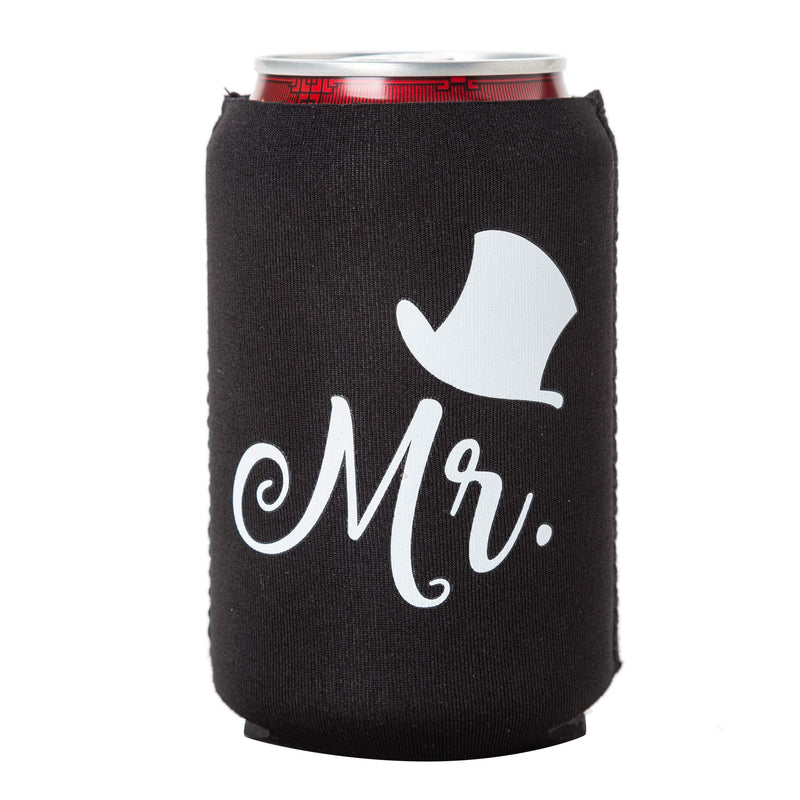 Mr. and Mrs. Can Coolers, Set of 2, 1 White and 1 Black Beer Can Coolies, Cute Wedding Gifts, Novelty Can Cooler, Perfect Engagement or Anniversary Gift, Bridal Shower Gift - BeesActive Australia