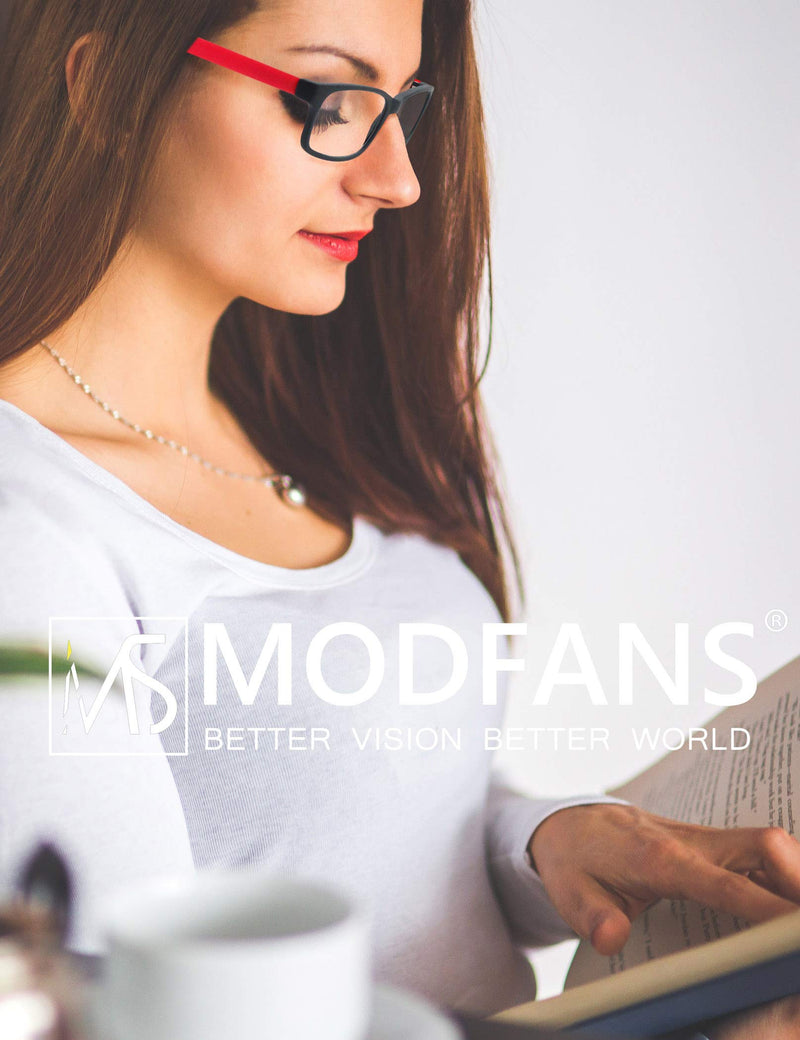 MODFANS Reading Glasses 1.25 Men Women 3 Pack,Rectangular Clear Lens Comfort Spring Hinge Eyeglasses,Stylish Lightweight Plastic Readers with Pouch Black-Blue-Red +1.25 Black-red-blue - BeesActive Australia