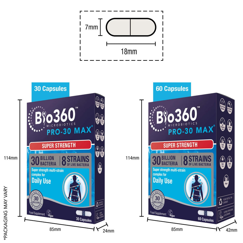 Natures Aid Bio360 Pro-30 MAX (30 Billion Bacteria), from Natures Aid, 30 Capsules Bio360 Pro-30 MAX 30 Capsules - BeesActive Australia