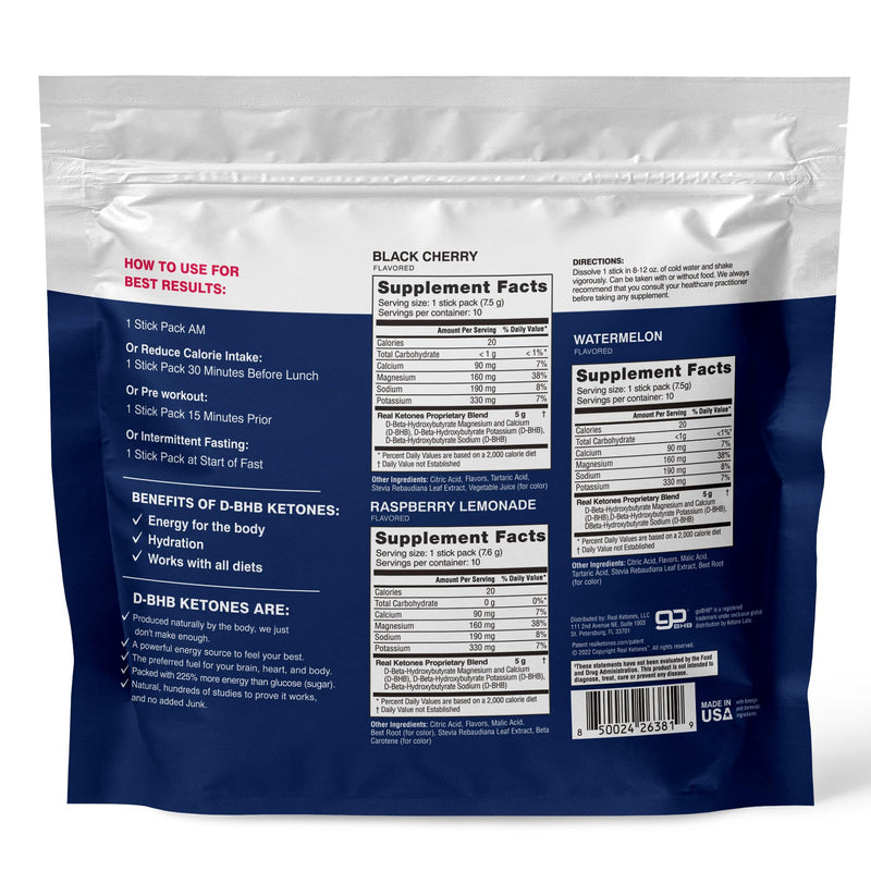 BHB Exogenous Ketones Drink Mix Packets - Real Ketones Keto Electrolytes Powder Packets No Sugar with 4 Main Fasting Electrolytes plus Hydrating Patented Keto BHB Salts - 30 Count Variety Pack Flavor Variety Pack - BeesActive Australia