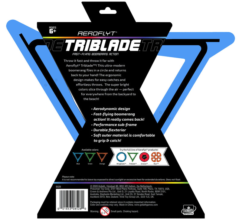 Goliath Sports Aeroflyt Triblade Blue Fast Flying Boomerang Action (8528) - BeesActive Australia