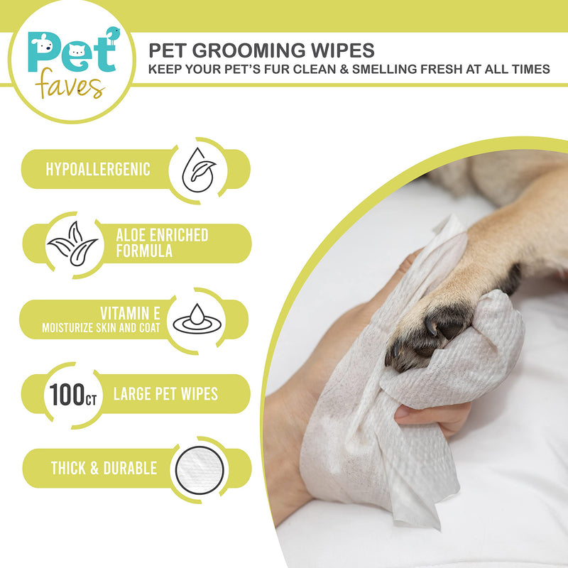 Pet Faves Dog Wipes for Paws and Butt - Plant Based Deodorizing Hypoallergenic Grooming Wipes with Aloe & Vitamin-E. Unscented and Alcohol Free Pet Wipes for Dogs and Puppies. 100 Count - BeesActive Australia