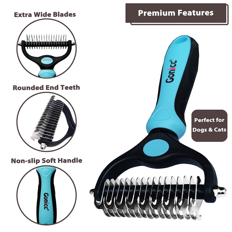 Gonicc Dog & Cat Pets Nail Clippers and Dematting Comb. Nail Clippers with Safety Guard to Avoid Over Cutting, Free Nail File. Dematting Comb with 2 Sided, 17+9 Precision Teeth, Ergonomically Designed - BeesActive Australia