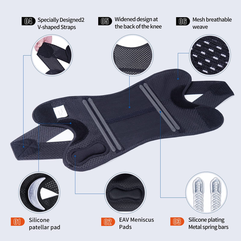 Galvaran Professional Knee Brace with Side Stabilizers, Adjustable Knee Support with Meniscus Pad& Patella Gel Pad for Meniscus Tear Knee Pain ACL MCL Injury Recovery Men & Women, Workout, Sports Medium - BeesActive Australia
