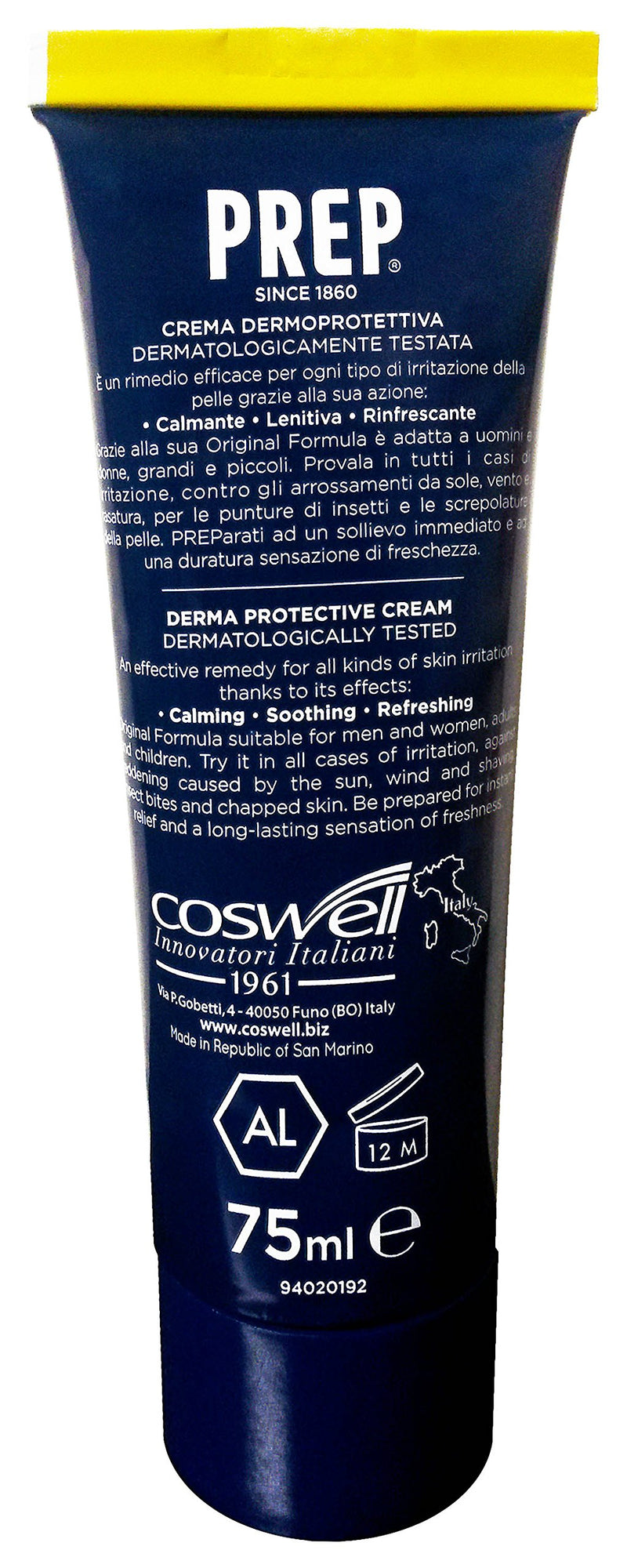 PREP: Derma Protective Cream, Paraben Free - 2.54 Fluid Ounces (75mL) Tubes (Pack of 4) [ Italian Import ] - BeesActive Australia