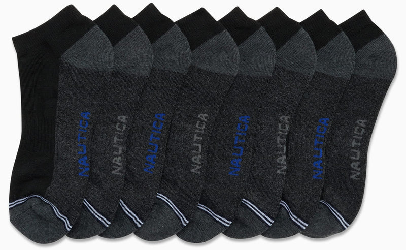 Nautica Men's Athletic Socks - Cushioned Low Cut Socks (8 Pack) Classic Black 6-12.5 - BeesActive Australia