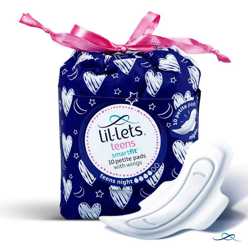 Lil-lets Teens Night Pads, 1 Pack of 10 Petite Pads With Wings 10 Count (Pack of 1) - BeesActive Australia