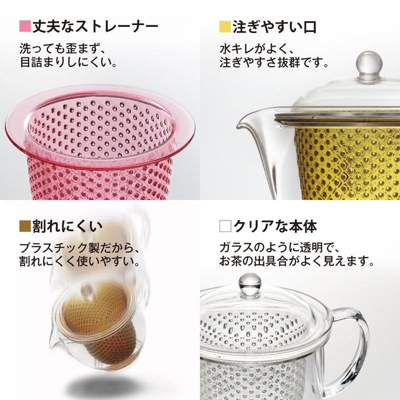 Akebono Sangyo TW-3717 Lightweight and Unbreakable Teapot, 16.2 fl oz (480 ml), Tritan Resin, Clear Teapot, L Size, Made in Japan 2人分 480ml - BeesActive Australia