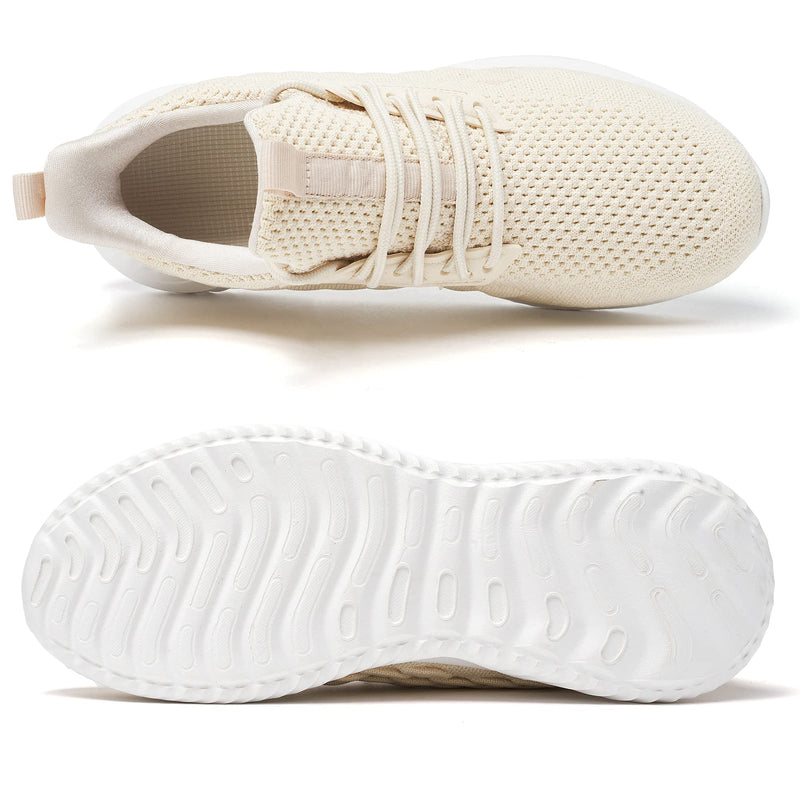 Meannic Womens Walking Tennis Shoes - Slip On Memory Foam Ultra-Light Casual Sneakers for Running Gym Travel Work 8.5 2-beige - BeesActive Australia