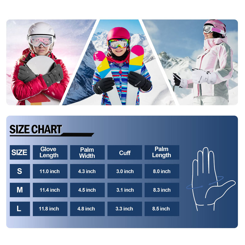 ANDORRA Women's Waterproof Touchscreen Ski Gloves Black Medium - BeesActive Australia