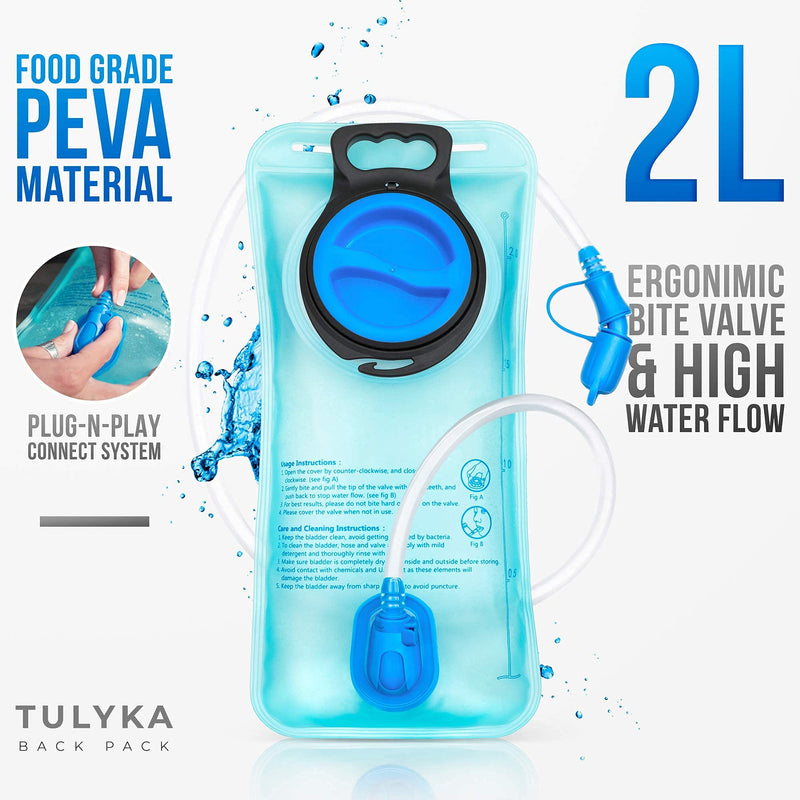 TULYKA Mojave Hydration Backpack 70 oz (2L) Size Water Bladder in a Comfortable and Easy to Carry Backpack - Lightweight Hydration Pack for Biking, Running, Hiking, Climbing, Skiing or Other Sports Blue - BeesActive Australia