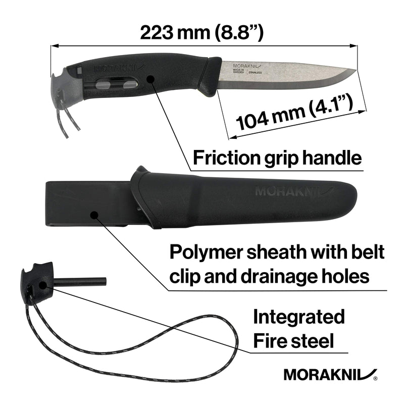 Morakniv Companion Spark 3.9-Inch Fixed-Blade Outdoor Knife and Fire Starter - BeesActive Australia