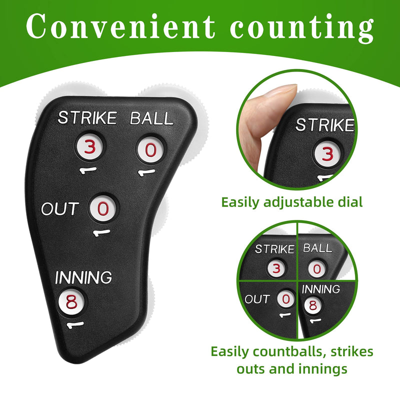 Watayo 4 Wheel Baseball Umpire Clicker -Black Umpire Indicator Gear -Practical Baseball Counter Clicker for Scorekeeper Recording Outs & Innings Balls 2pcs - BeesActive Australia