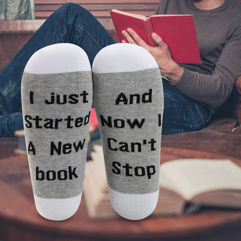 LEVLO Funny Reader Lovers Gifts I Just Started A New Book And Now I Can't Stop Socks Bookworm Gifts 2 Pairs-mid Calf-1 - BeesActive Australia