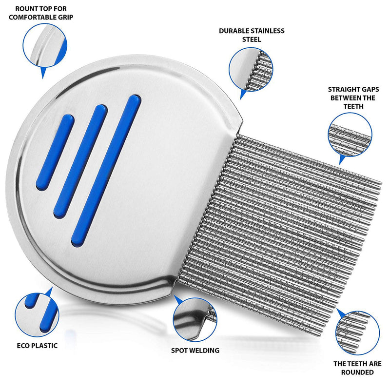 Lice Comb Stainless Steel Professional Lice Combs and Head Lice Treatment to Effectively Get Rid of Hair Lice and Nits, Best Results for Infection and Re-Infection in Kids & Adults ((Pack of 1)) 1 Count (Pack of 1) - BeesActive Australia