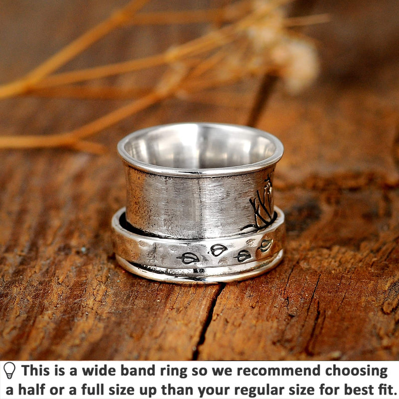 Boho-Magic 925 Sterling Silver Spinner Ring for Women Fidget Anxiety Relief Ring Band Tree of Life 6 - BeesActive Australia