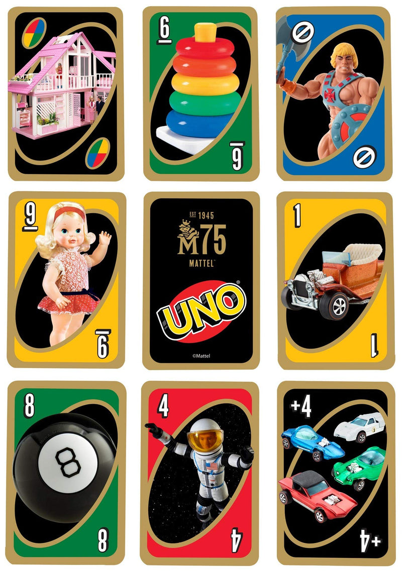 UNO Mattel 75th Anniversary Card Game with 112 Cards & Instructions for Players 7 Year Olds & Up, Gift for Kid, Family & Adult Game Night - BeesActive Australia