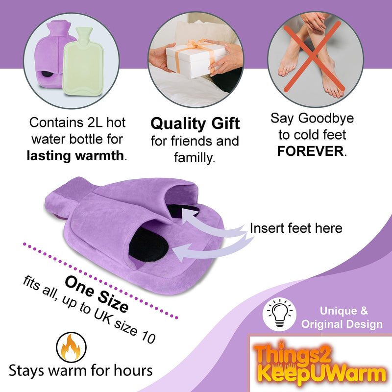 Things2KeepUWarm Heat Foot Warmer - 2L Hot Water Bottle Foot Muff - Purple Feet Warmer for Cold Toes - Non Electric Alternative - BeesActive Australia