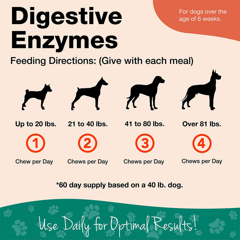 NaturVet – Digestive Enzymes for Dogs - Plus Prebiotics & Probiotics | Helps Support Diet Change & A Healthy Digestive Tract | for Dogs & Cats 120 Soft Chews - BeesActive Australia