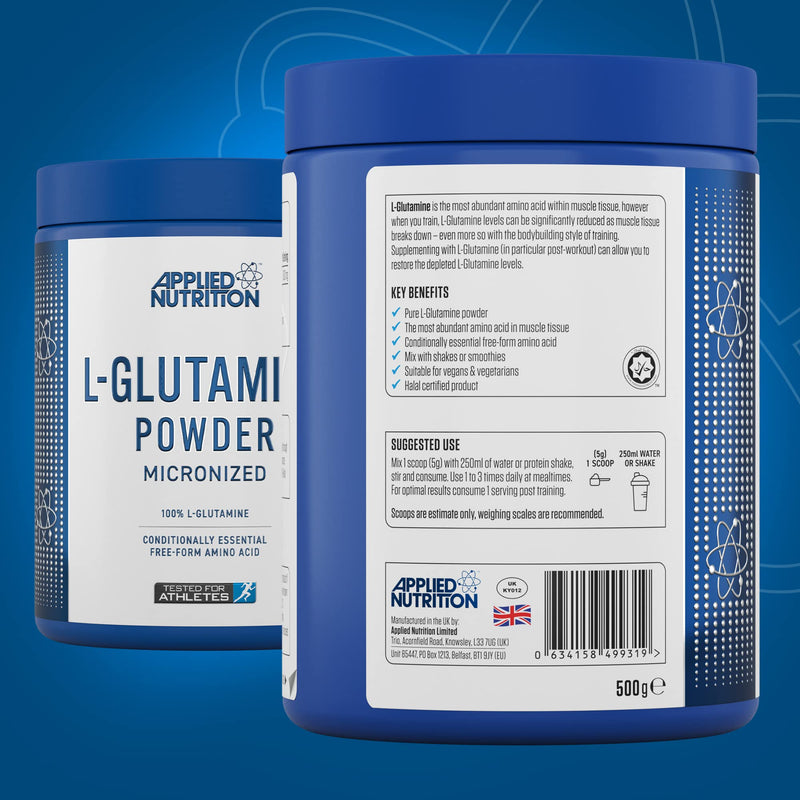 Applied Nutrition L Glutamine Powder - Amino Acid, Muscle Strength & Recovery, Boosts Immune System, Unflavoured (500g - 100 Servings) 500 g (Pack of 1) - BeesActive Australia