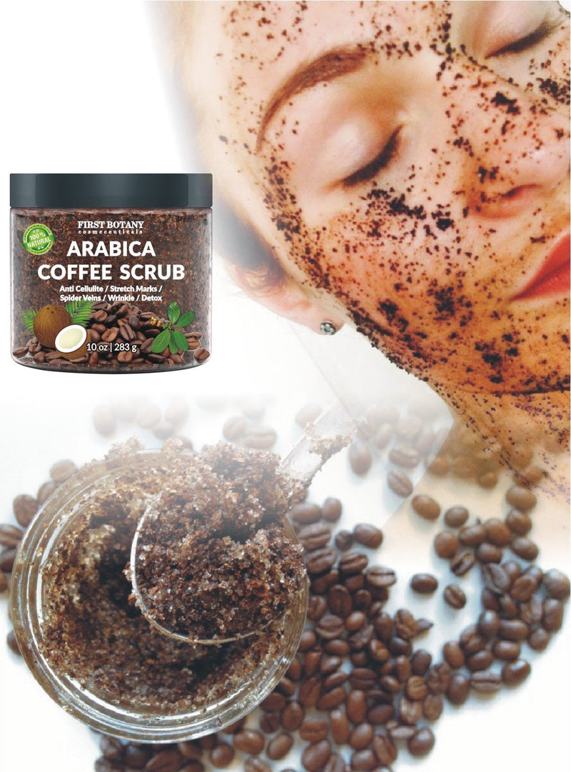 100% Natural Arabica Coffee Scrub with Organic Coffee, Coconut and Shea Butter - Best Acne, Anti Cellulite and Stretch Mark treatment, Spider Vein Therapy for Varicose Veins & Eczema 10 oz 10 Ounce - BeesActive Australia