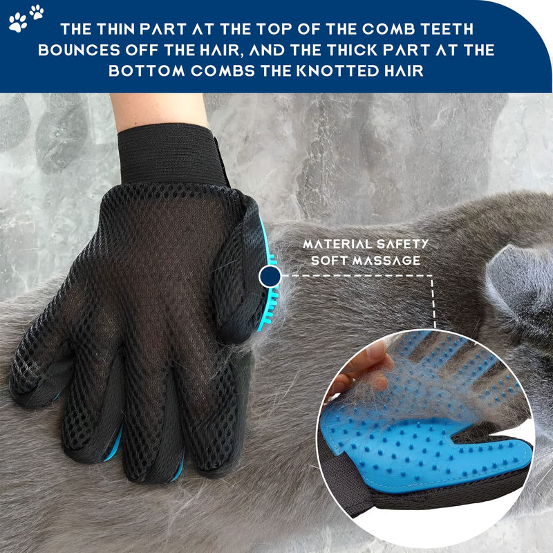 BLMHTWO 1 Pair Pet Grooming Gloves Cat Brush Glove Pet Hair Remover Mitt Gentle Massage Silicone Deshedding Glove Cat Grooming Gloves Dog Washing Gloves for Long Short Fur Dogs Cats Rabbits Horse - BeesActive Australia
