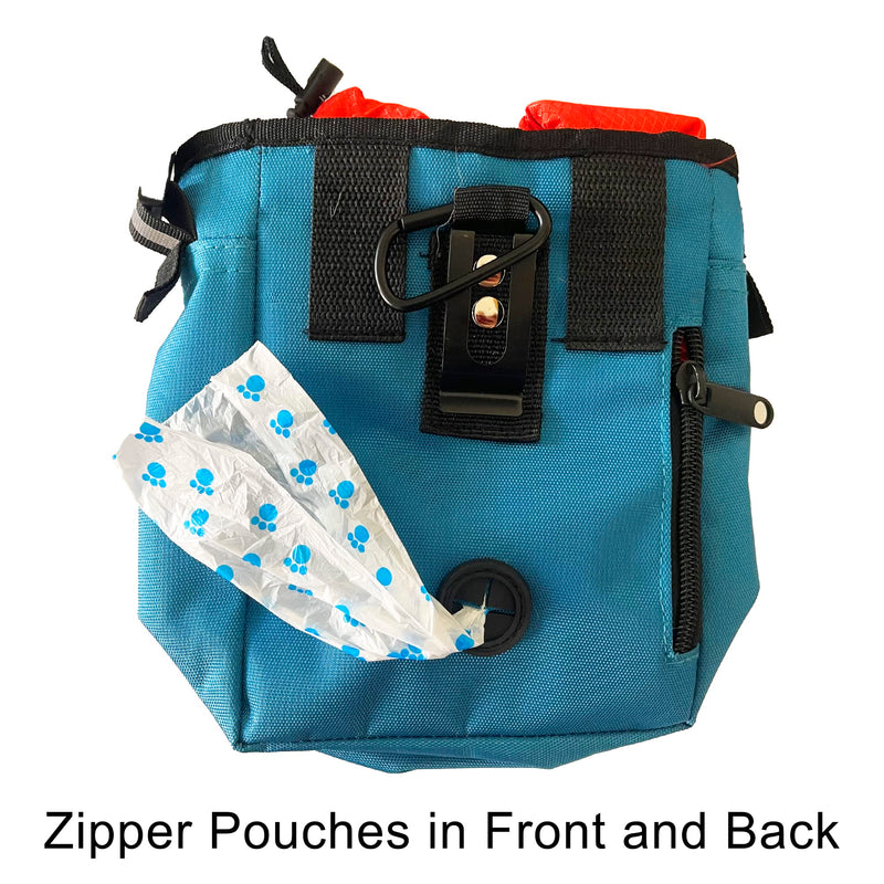 Jalousie Dog Training Pouch with Training Clicker and Water Bowl - 5 Ways to Wear - Carry Toys, Treats for Positive Reinforcement - Built-in Poop Bag Dispenser Grey - BeesActive Australia