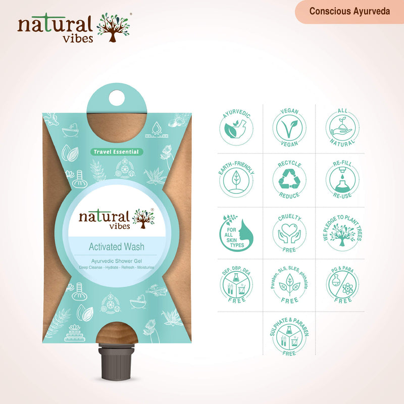 Natural Vibes ~ On The Go Travel Kit ~ with Face Wash, Shower Gel and Shampoo (30 ml each, total 90 ml) - BeesActive Australia