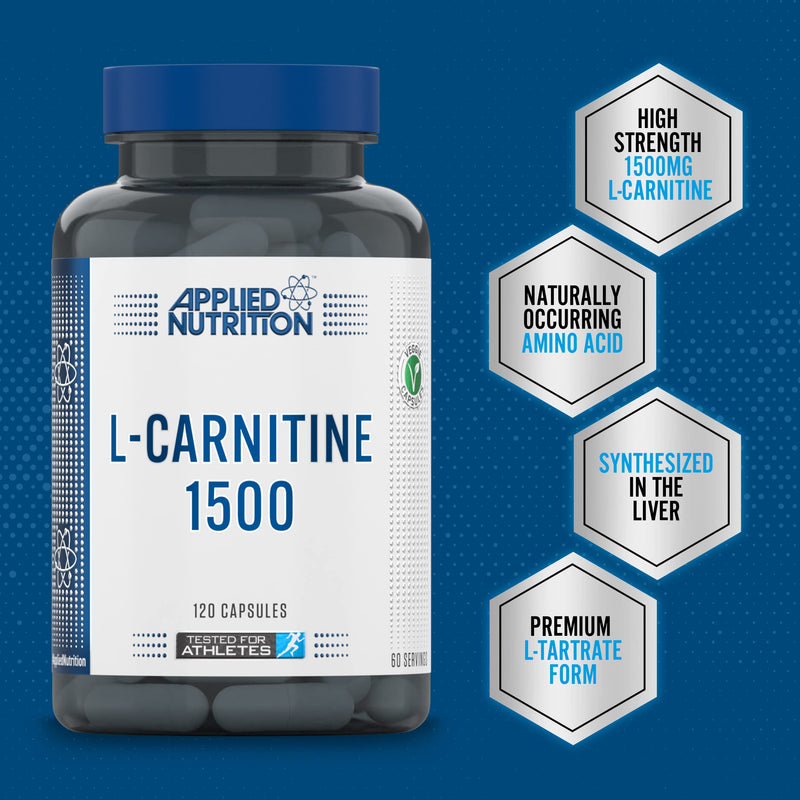 Applied Nutrition L-Carnitine 1500mg - Carnitine Supplement Premium L-Tartrate Form, High Strength, Energy Boost & Weight Management (120 Capsules - 60 Servings) - BeesActive Australia