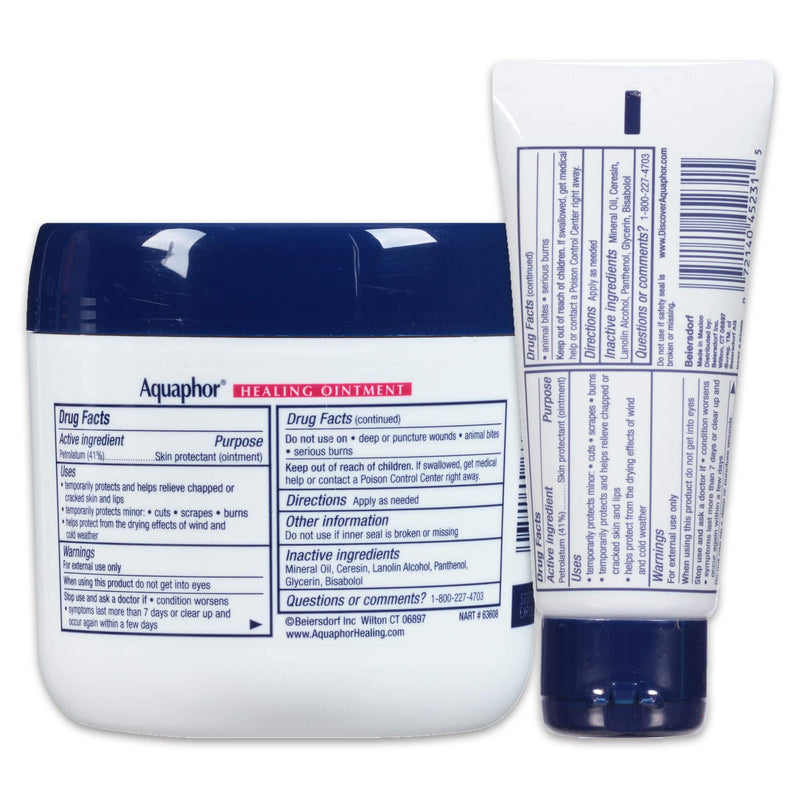 Aquaphor Healing Ointment - Variety Pack, Moisturizing Skin Protectant For Dry Cracked Hands, Heels and Elbows - 14 oz. jar + 1.75 oz. tube - BeesActive Australia