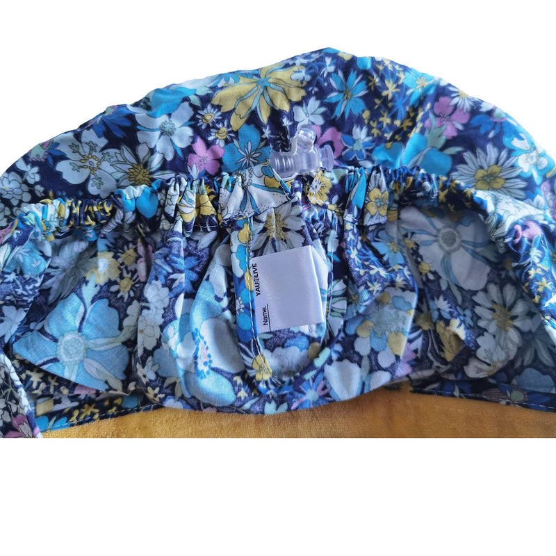 YAUOLIVE Caps Working Hat One Size Multi Color Blue Flower1021 - BeesActive Australia