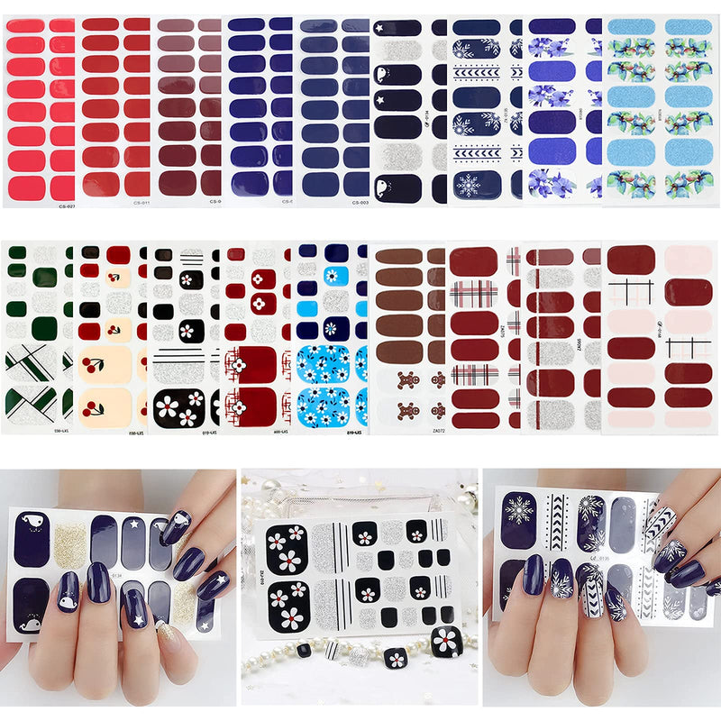 Nail Polish Strips and Toe Nail Stickers for Women & Girls -18 Sheets Nail Polish Stickers with Nail File - Self-Adhesive Nail Stickers Full Nail Wraps for Daily or Professional Use - BeesActive Australia