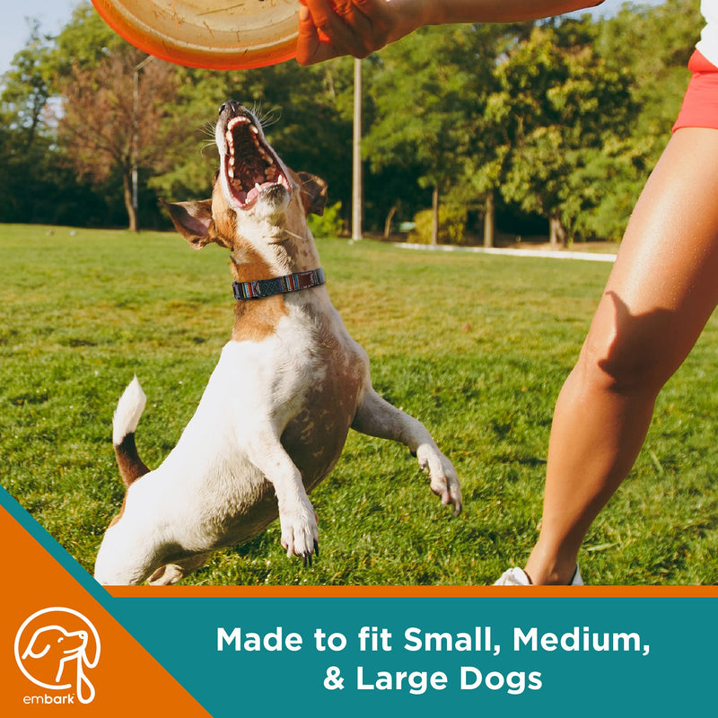 Embark Urban Dog Collar for Large, Medium, & Small Dogs - Durable Collars for Male & Female Dogs - Thick Nylon Material & Hardware - Leather Embossed Aztec - BeesActive Australia