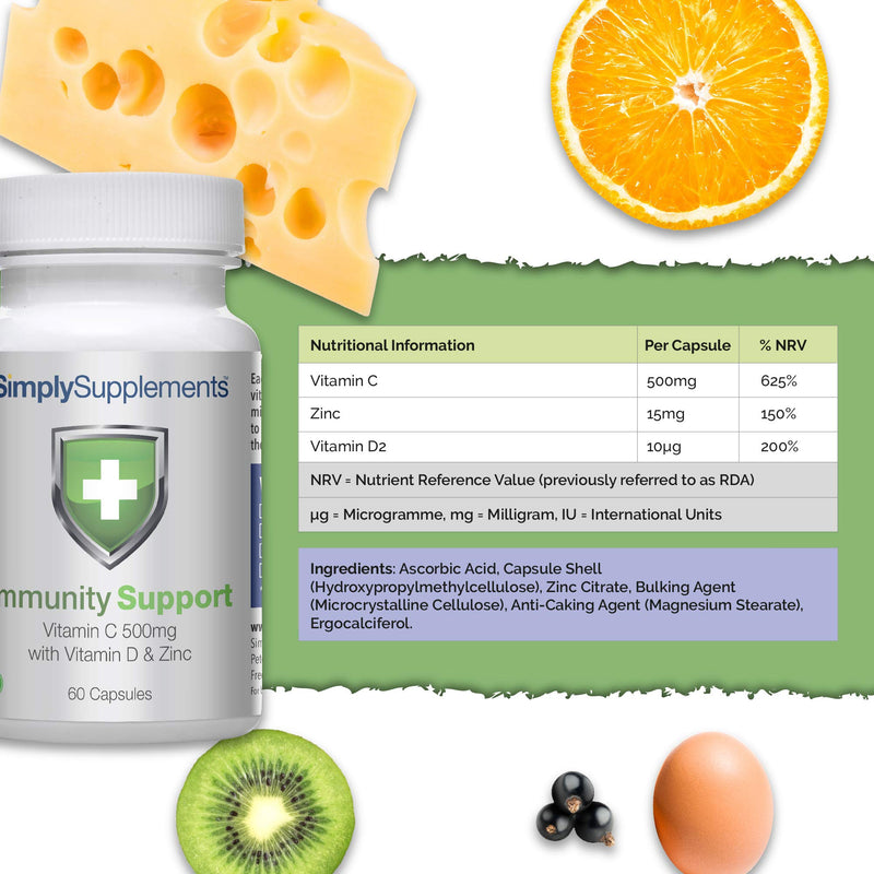 Vitamin C, D and Zinc Capsules for Immunity Support | One-a-Day Caps | Vegan Friendly & Gluten Free | UK Manufactured (120) 120 - BeesActive Australia