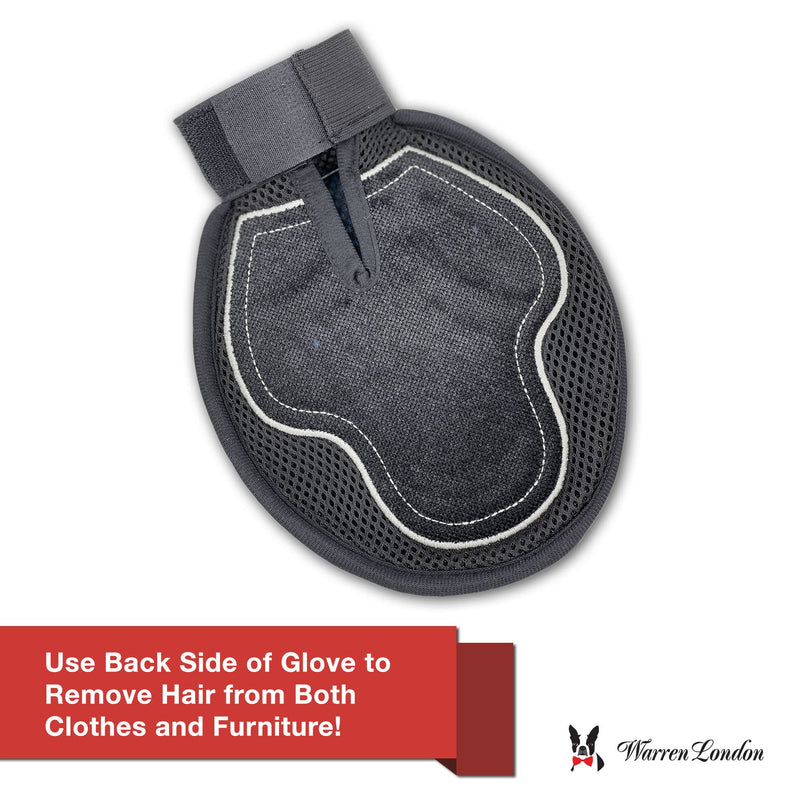 Warren London 2in1 Pet Grooming Glove for Dogs & Cats | Reversible Design Pet Brush with Smooth Side to Remove Fur from Clothes & Furniture | Soft Mitten Contours to Pet Body for Comb & Massage - BeesActive Australia