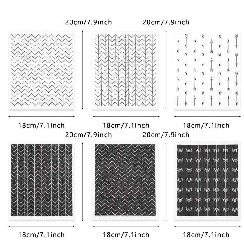 Boao 12 Pack Swedish Kitchen Dishcloths Absorbent Cellulose Sponge Cloth Reusable Cleaning Cloths No Odor Dish Towels for Kitchen, 6 Styles - BeesActive Australia