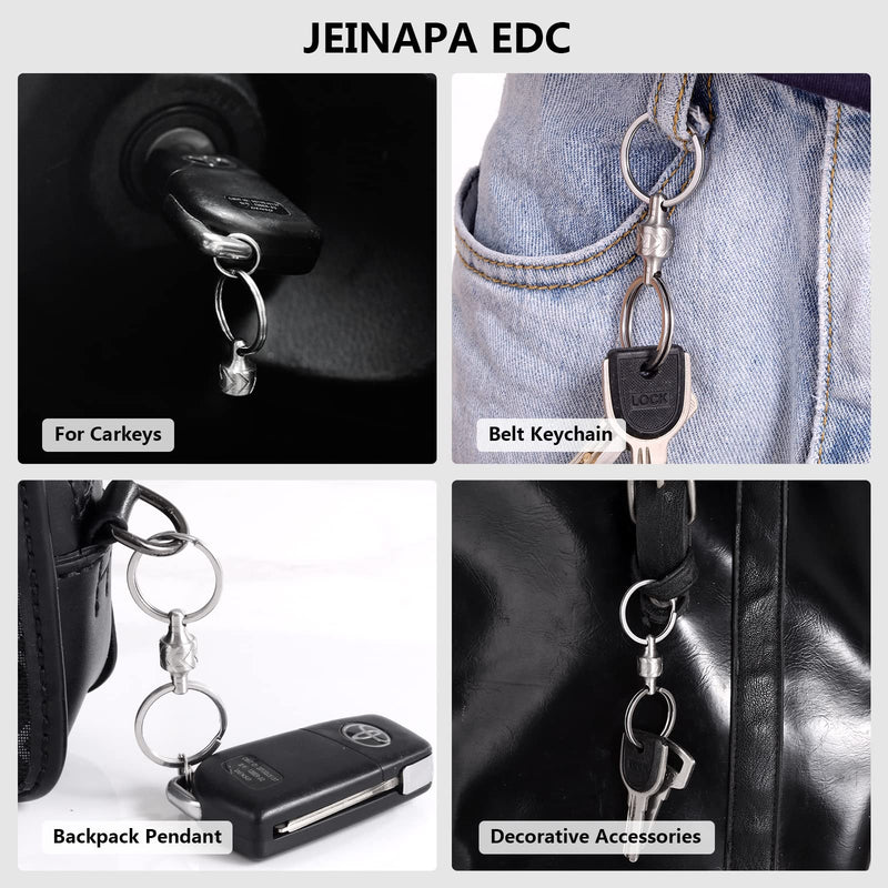 JEINAPA 316L Stainless Steel Quick Release Keychain, Pull Apart Detachable Double-End Swivel Keychain Heavy Duty Car Key Holder with 2 Key Rings (Tire-Shape) - BeesActive Australia