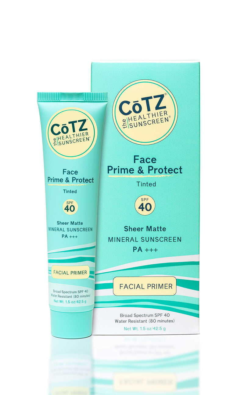 COTZ Face Prime & Protect Tinted Mineral Sunscreen and Facial Primer Broad Spectrum SPF 40; PA+++ 1.5 Ounce (Pack of 1) - BeesActive Australia